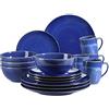 MÄSER Ossia 931546 - Servizio da tavola per 4 persone, stile mediterraneo, stile vintage, 16 pezzi, colore: Blu scuro