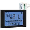VEMER VE487500 SET CHRONOS RF - Set composto da 1 Cronotermostato Touch Screen da Parete a Batterie + 1 Attuatore Remoto RF, Nero