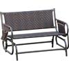 Outsunny Panchina a Dondolo da Giardino 2 Posti in Rattan e Acciaio con Tasche Laterali, 122x75x88cm Marrone e Nero|Aosom