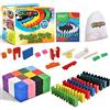 Calmado - Domino in Legno 370 Pezzi - Set Domino Rally per Bambini e Famiglia - Tessere Colorate per Costruire e Giocare - Edizione Party XXL con Borsa, Istruzioni e Accessori
