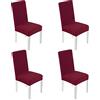 WANYI 4 Pezzi Coprisedie Sala da Pranzo Universale Coprisedie con Schienale Elasticizzato Lavabile Copertura della Sedia con Banda Elastica per Una Misura Universale (Vino Rosso)