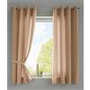 Gardinenbox Berlino 20405N2 - Set di 2 tende con occhielli, 175 x 140 cm (altezza x larghezza), colore: sabbia, opaca, in microfibra