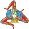 CERAMICHE CALTAGIRONE Trinacria gigante in ceramica Siciliana Rossa cm 60