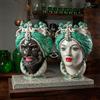 CERAMICHE CALTAGIRONE Teste di Moro Ceramica Siciliana Caltagirone Verde Donna-Uomo cm 42