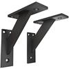 Sossai Staffe da parete 2 pezzi FSHR 120x120 mm in alluminio - supporto a muro per mensola - nero - design moderno