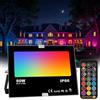HEKEE Faretto LED RGB Esterno Proiettore, modifica del colore 50W, modalità di strobo personalizzata DIY, colori RGB 12, tempi, telecomando incluso, IP66 impermeabile