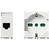 Vimar 14339.6 Plana Presa Rj45 Netsafe Cat 6, Non Schermata, Cablaggio Universale T568A/B, 8 Contatti, Utp 110 & Presa 2Pcon T 16A Universale, Bianco