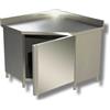 Ristosubito Tavolo Armadiato Acciaio Inox Porta battente Angolare Con Alzatina Modello AAPB107A Dim. cm L.100 P.70 H.85