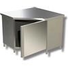 Ristosubito Tavolo Armadiato Acciaio Inox Porta battente Angolare Senza Alzatina Modello AAPB107 Dim. cm L.100 P.70 H.85