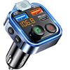 LENCENT Trasmettitore Bluetooth 5.0 per Auto, Musica Bluetooth Auto con Bassi Profondi e Suono Hi-Fi lossless, Ricarica Rapida Tipo-C PD 20W e QC3.0, Supporto Disco U-Luce Blu Sfumata