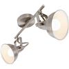 Briloner Leuchten - Faretti orientabili retro, lampada da soffitto vintage, attacco per 2 lampadine E14 max. 40W non incluse, 30.4x18.1x10cm, plafoniera in metallo satinato e bianco all'interno