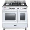 Delonghi MEM 965T WX ED Cucina Gas 5 Fornelli con 2 Forni Elettrici da 90 cm Acciaio inossidabile, Bianco