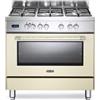 Delonghi PRO 96 MC ED Cucina Gas 5 Fornelli con Forno Elettrico da 90 cm Crema, Acciaio inossidabile