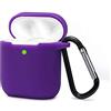 KOKOKA Custodia in Silicone da Appendere Compatiblile con AirPods 2 & 1, Custodia Protettiva per AirPods, Airpods Case Cover LED Anteriore Visibile Moschettone Portachiavi, Viola