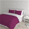 Italian Bed Linen Set Copripiumino 100% Cotone Natural Color, Made in Italy - Parure Copri Piumino - Sacco Piumone 250x200 cm con Doppia Patella e Federe Cuscino, Matrimoniale, Fucsia/Grigio Chiaro