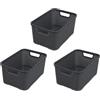 BranQ Home essential Set di 3 cestini in Rattan, Misura M, 10 l, plastica PP, Antracite