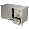 Ristosubito Tavolo Armadiato Inox con porte scorrevoli Senza alzatina con cassettiera 3 cassetti Modello A3CD/S186