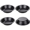 webake 4 stampi per dolci a forma di pie, diametro 12 cm, antiaderente, rotondi, quiche