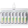 EBL 8 Slot Caricabatterie Indipendente per AA & AAA Batterie Ricaricabili, 9010 Caricatore con LED Indicatore + 8 pcs 2800mAh AA Pile Ricaricabili