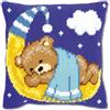 VERVACO Kit Cuscino Punto Croce Orso sulla Luna Blu Set Ricamo Principianti Cuscini Gobelin Decorativi ca. 40 x 40 cm Accessori per Lavoretti Creativi DIY Casa Decor Hobby Adulti Cross Stitch