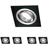Wonderlamp Clasic W-E0, Faretto a incasso quadrato, nero, 5 unità