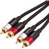 Amazon Basics 2 cavi audio RCA per amplificatori, diffusori attivi o subwoofer, con connettori placcati oro, 4.57 m, nero
