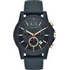 Armani Exchange Orologio Uomo, movimento cronografo, cassa in nylon blu da 47 mm con cinturino in silicone, AX1335