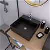 AURLANE SQUARY DARK - Lavabo quadrato in ceramica nera, 41 x 41 x 15 cm