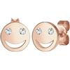 Elli Orecchini da donna, con faccina sorridente, con cristalli, in argento sterling 925