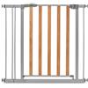 hauck Cancello/parascale per bambini Wood Lock 2 Cancello di sicurezza con estensione da 9 cm, senza foratura, larghezza 84-89 cm, espandibile, griglia in legno in metallo, grigia