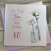 WHITE COTTON CARDS Biglietto di Auguri per 80° Compleanno, Fatto a Mano, con Dente di Leone, Bianco