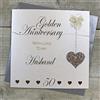 White Cotton Cards LLA50H - Biglietto d'auguri per 50° anniversario di matrimonio, fatto a mano, motivo: linee d'amore, colore: Bianco