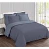 VISION Parure Copripiumino Reversibile 100% Cotone per Letto Matrimoniale maxi - Grigio Grigio Perla | 1 Copripiumino (240×220 cm) + 2 Federe (65×65 cm) | 57 Fili/cm² | Morbido | Oeko-Tex