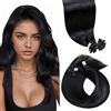 LaaVoo Extension Capelli Veri Cheratina Nero Jet 50g, U Tip pre bonded, Invisibili e Naturali, Capelli Remy Umani Lisci, per Uso Quotidiano 35cm 50 Ciocche #1