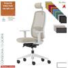 Elleci Office TARIFA poltrona direzionale appoggiatesta base bianca schienale rete TESSUTO KING FLEX class 1 IM