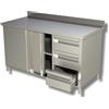 Ristosubito Tavolo Armadiato Inox con porte scorrevoli Con alzatina con cassettiera 3 cassetti Modello A3CD/S156A