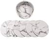 JZK 6 x Effetto Marmo Eleganti Bianchi sottobicchieri in Pelle con Supporto, Set sottobicchieri Rotondi da 9.7 cm per Tazza Bicchiere Boccale