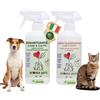 M' MA PETS Kit Disabituante Vegetale e Spray Elimina Odori per Cani e Gatti, Made in Italy - Repellente Spray Anti Urina e Eliminaodori - Uso Interno ed Esterno, 2x500ml