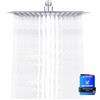 Ibergrif M20292 Soffione Doccia Pioggia 20x20 cm Quadrato, Testa Doccia Acciaio Inox Cromato, Doccia Fissa Anticalcare, Getto Ampio Alta Pressione per Bagno