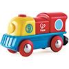 Hape E3820 Piccola locomotiva con pulsante, alimentazione a batterie, gioco adatto per bambini, colori Rosso, Giallo e Blu