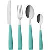 Exzact Posate 16 Pezzi Acciaio Inossidabile con Maniglie di plastica Larghe - Confortevole da Tenere - 4 x Forchetta, 4 x Coltelli, 4 x Cucchiai Cena, 4 x Cucchiaini (WF232W) (Turchese)