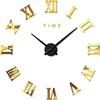 FAS1 Orologio da parete moderno fai da te grande orologio adesivo 3D numeri romani orologio da parete casa ufficio decorazione rimovibile per soggiorno - oro (batteria non inclusa)