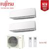 Fujitsu CLIMATIZZATORE CONDIZIONATORE FUJITSU DUAL SPLIT PARETE INVERTER SERIE KE WHITE 7000+12000 BTU con AOYG14KBTA2 7+12 - NUOVO MODELLO 2021