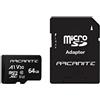 ARCANITE, 64 GB MicroSDXC scheda di memoria con adattatore SD, A1, UHS-I U3, V30, 4K, C10, Micro SD, Velocità di lettura fino a 90 MB/s