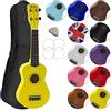 Mad About SU8-YL Ukulele soprano in giallo con custodia morbida, plettro e corde di ricambio, Ora dotato di corde in carbonio nere che offrono un suono più brillante