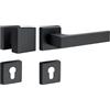 Gedotec Set intercambiabile maniglia per porta in alluminio maniglia a leva pomello nero | PUSH 1317 | PZ - cilindro profilo | maniglia per porta antica vintage