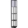 HOMCOM Lampada Lampadina da Terra Illuminazione Interna Salvaspazio con Ripiani da Soggiorno Cotone, MDF 26 x 26 x 160 cm Nero e Bianco|Aosom