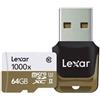 Lexar 64GB MICRO SDXC GB 1000x 150MB/s con Adattatore USB 3.0