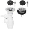 Wirquin 30718733 - Scarico per lavello 2 vasche D60 con presa lavatrice, colore: bianco
