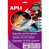 Apli 10601 Confezione 25 Etichette per CD, Opaco